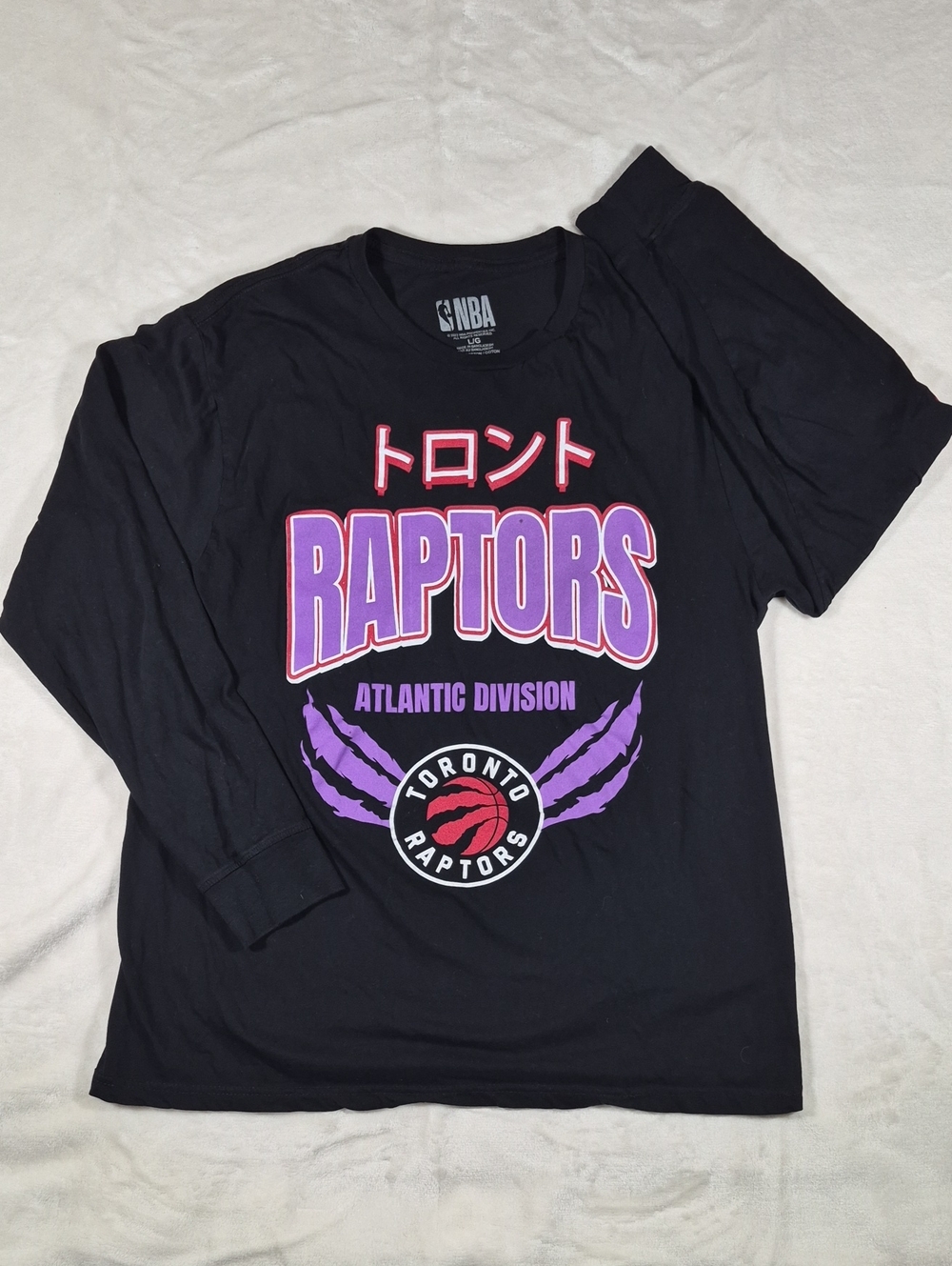 NBA Toronto Raptors Black Long Sleeve Tee with Purple & Pink Graphics